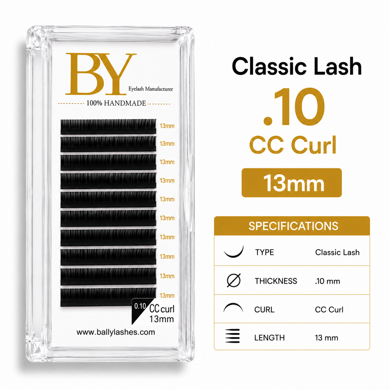 BY Classic Eyelash Extensions .10 CC Curl | 10mm, 12mm, 13mm & 14mm