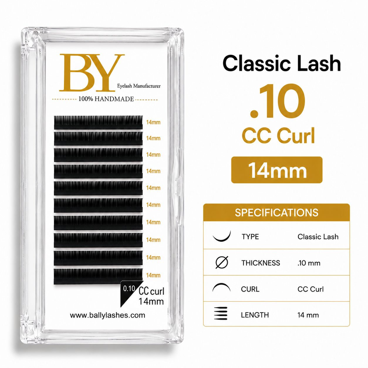BY Classic Eyelash Extensions .10 CC Curl | 10mm, 12mm, 13mm & 14mm