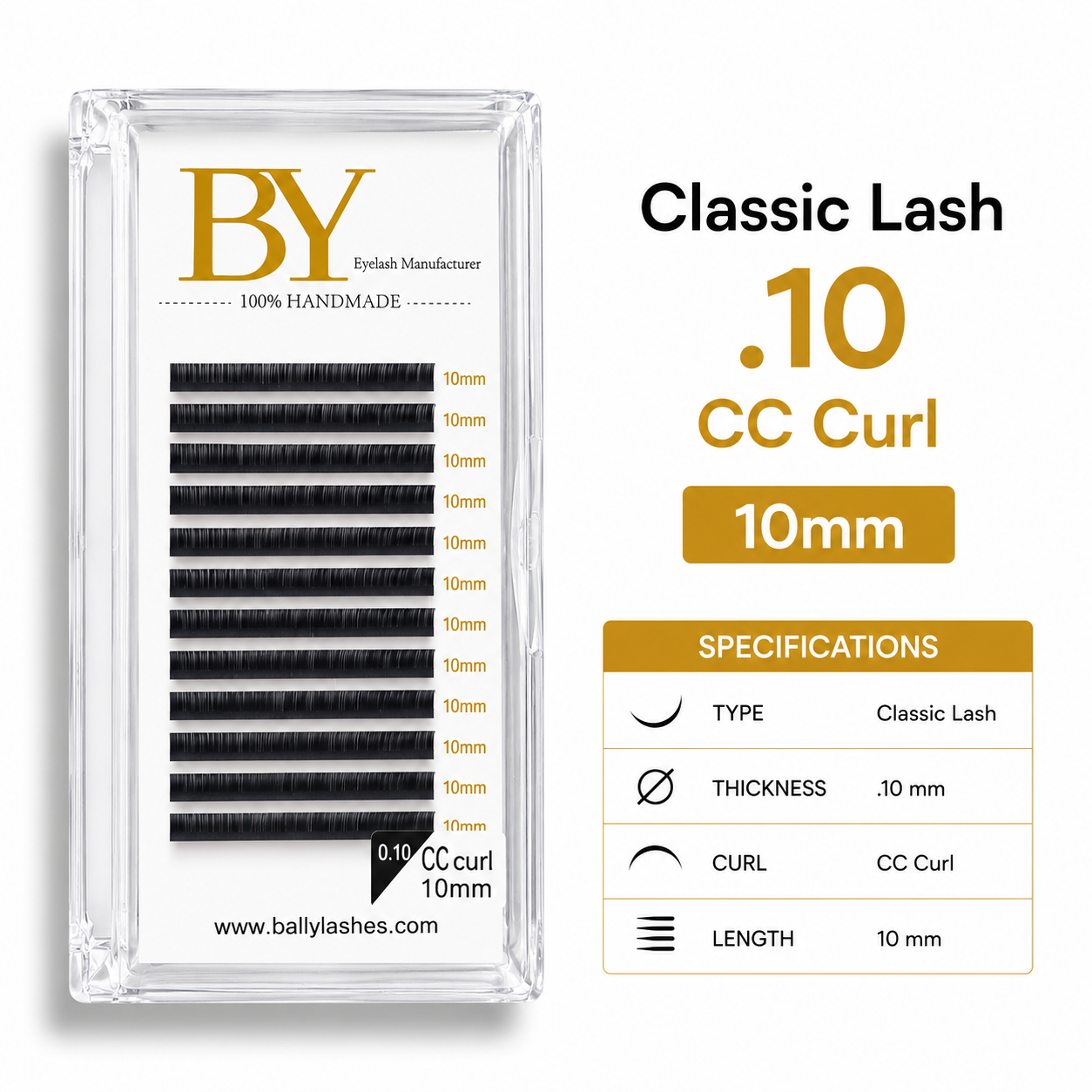 BY Classic Eyelash Extensions .10 CC Curl Mix 8–15mm | Professional Lash Tray
