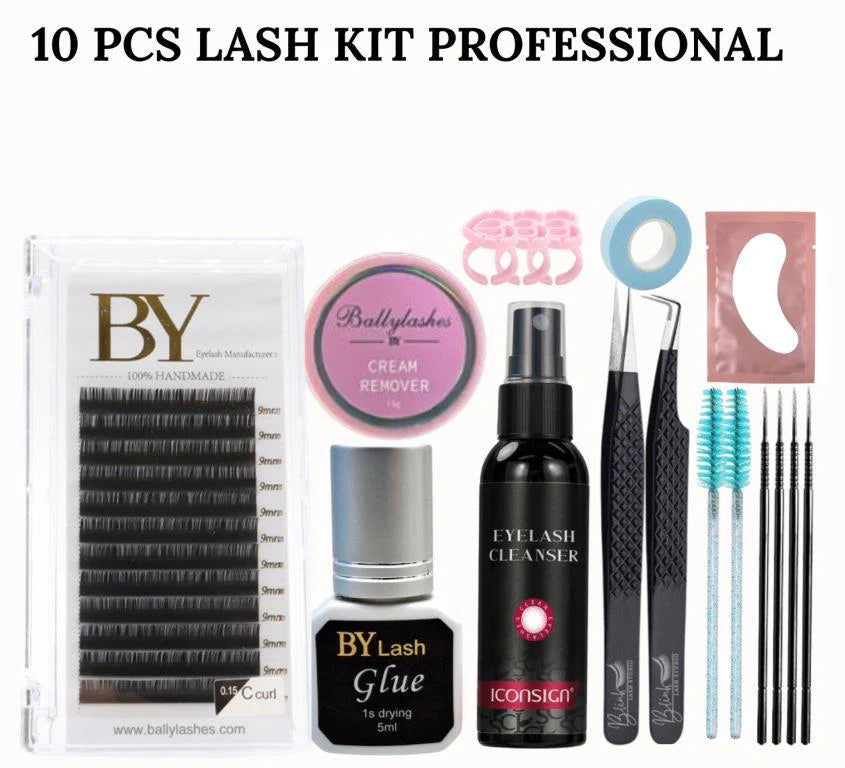 BY Professional 10-Piece Eyelash Extension Kit – Premium Handmade Lashes, Salon-Grade Tools, Permanent Volume & Classic Set