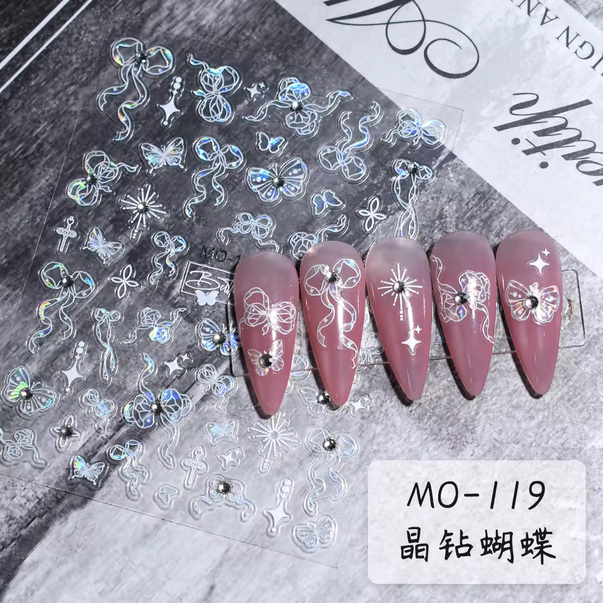 5D Nail Art Sticker Sheet MO-119– Premium Adhesive Nail Decals