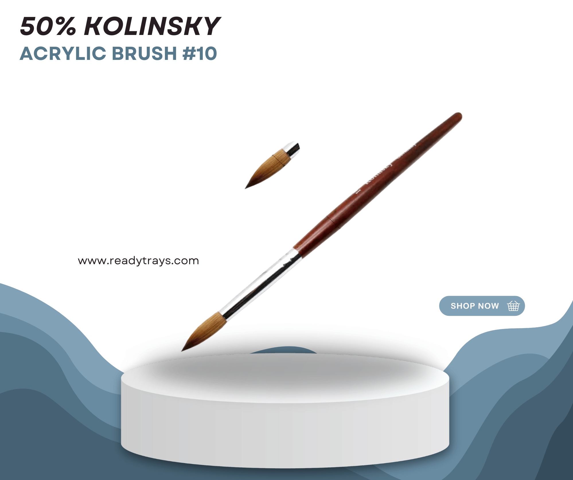 50% Kolinsky Acrylic Nail Brush - Premium Wood Handle for Perfect Bead Application