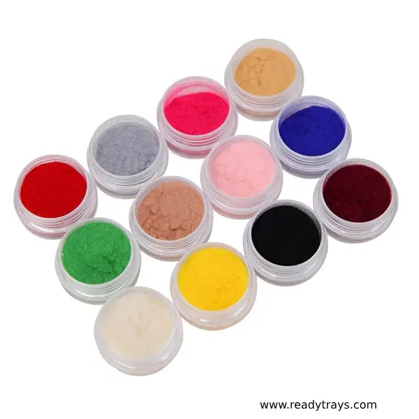 12 Pcs Velvet Flocking Powder Set – Flocking Fibers Jars for Nail Art Decoration & Manicure