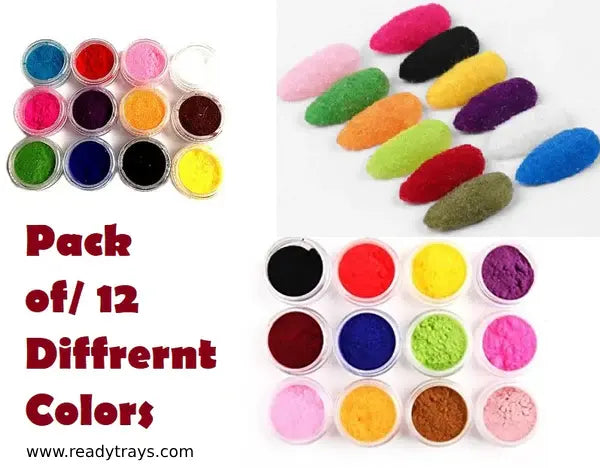 12 Pcs Velvet Flocking Powder Set – Flocking Fibers Jars for Nail Art Decoration & Manicure