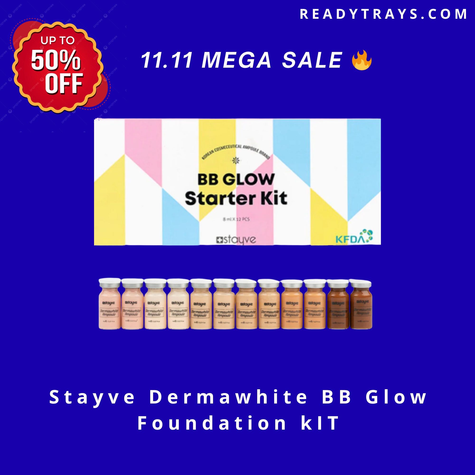 Stayve Dermawhite BB Glow Foundation Ampoule Range - Complete Kit