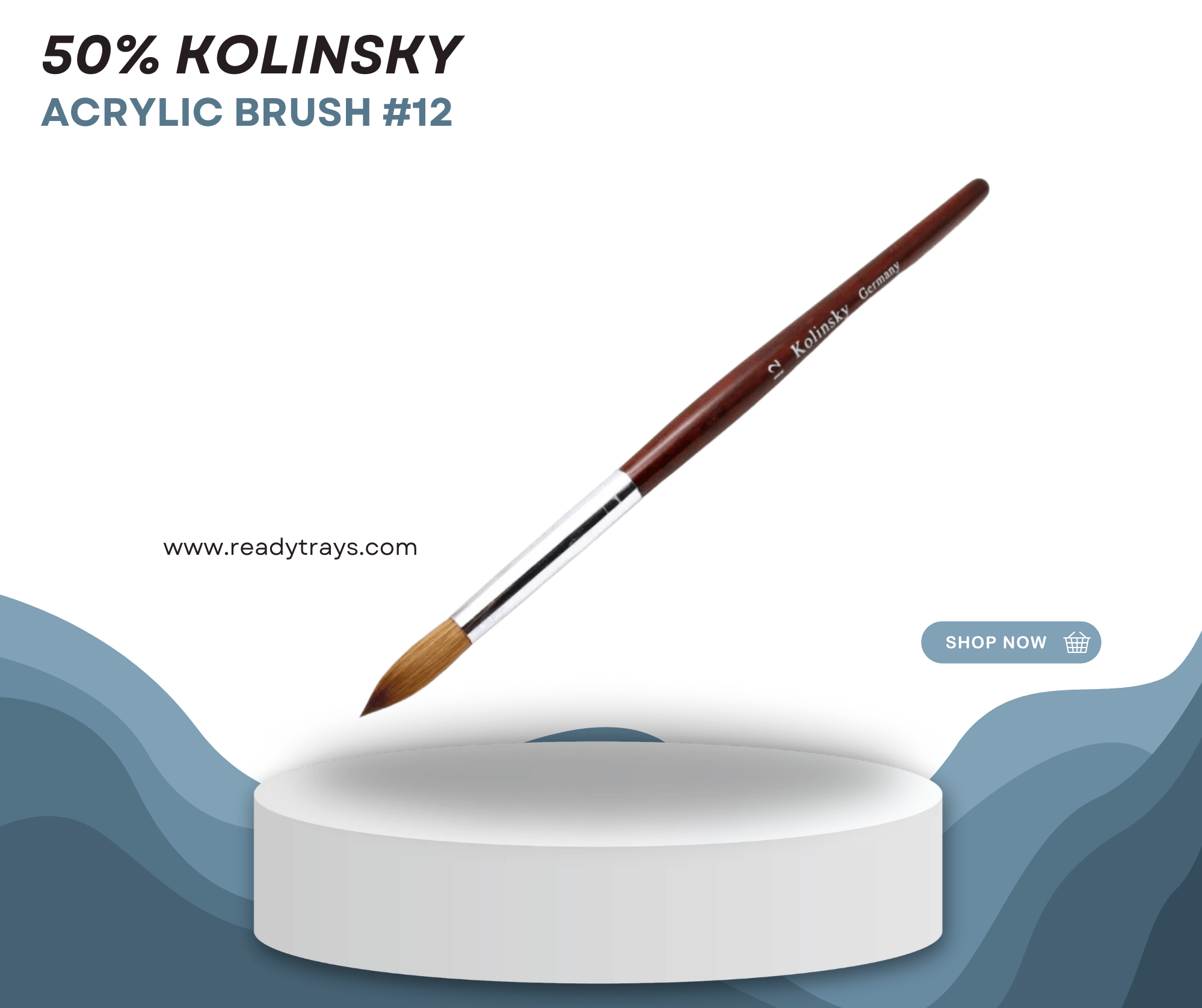 50% Kolinsky Acrylic Nail Brush - Premium Wood Handle for Perfect Bead Application