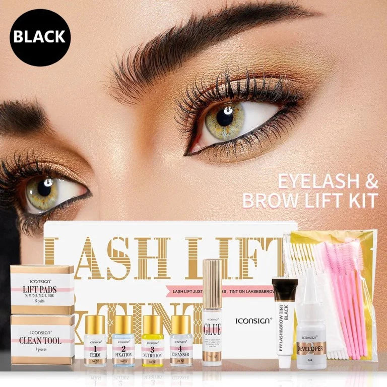 ICONSIGN 2-in-1 Lash & Brow Lift Kit – Semi-Permanent Curling Treatment for Salon & Home Use (Black, Coffee, Brown)
