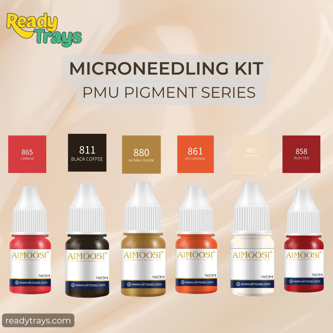 AIMOOSI® PMU Pigment Kit – Neutral & Dark Tone Correction Set (6 Colors, 3ml Each)