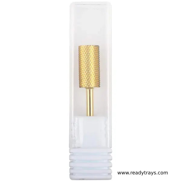 3/32" Shank Size – Gold Flat Top Large Barrel Carbide Nail Drill Bit (Medium Grit) for e-File Nail Drills