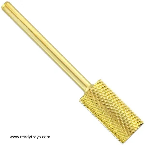 3/32" Shank Size – Gold Flat Top Large Barrel Carbide Nail Drill Bit (Medium Grit) for e-File Nail Drills