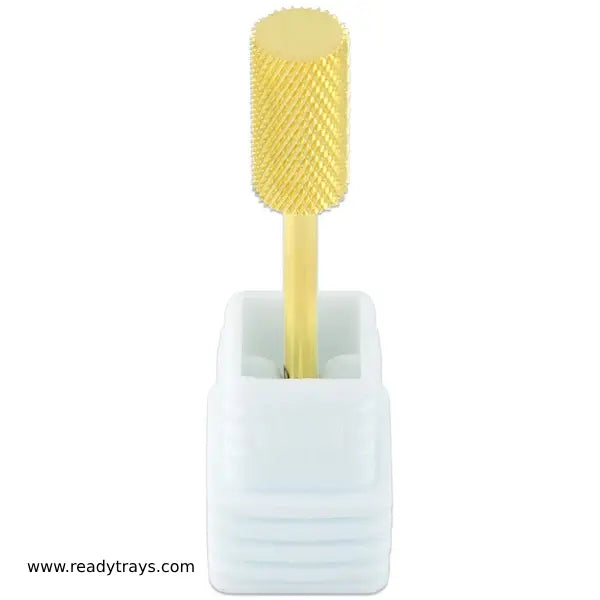 3/32" Shank Size – Gold Flat Top Large Barrel Carbide Nail Drill Bit (Medium Grit) for e-File Nail Drills