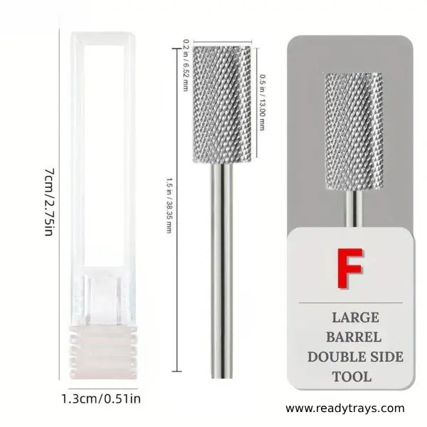 3/32" Shank Size – Gold Flat Top Large Barrel Carbide Nail Drill Bit (Medium Grit) for e-File Nail Drills