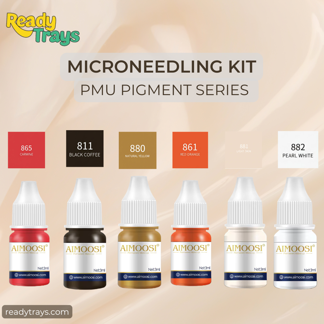 AIMOOSI® PMU Pigment Kit – Neutral & Dark Tone Highlight & Mixing Essentials Set (6 Colors, 3ml Each)