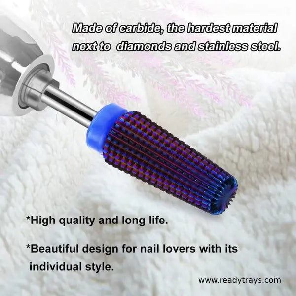 5-in-1 Multi-Functional Tapered Straight Cut Nail Drill Bit – Suitable for Both Left & Right Hand | Professional Tungsten Carbide Bit for Fast Acrylic Gel Removal (Medium Grit, Purple)