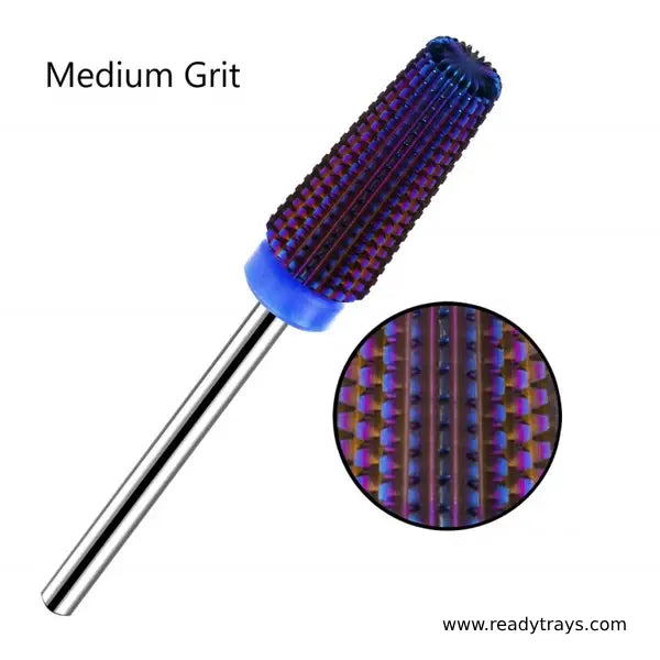 5-in-1 Multi-Functional Tapered Straight Cut Nail Drill Bit – Suitable for Both Left & Right Hand | Professional Tungsten Carbide Bit for Fast Acrylic Gel Removal (Medium Grit, Purple)