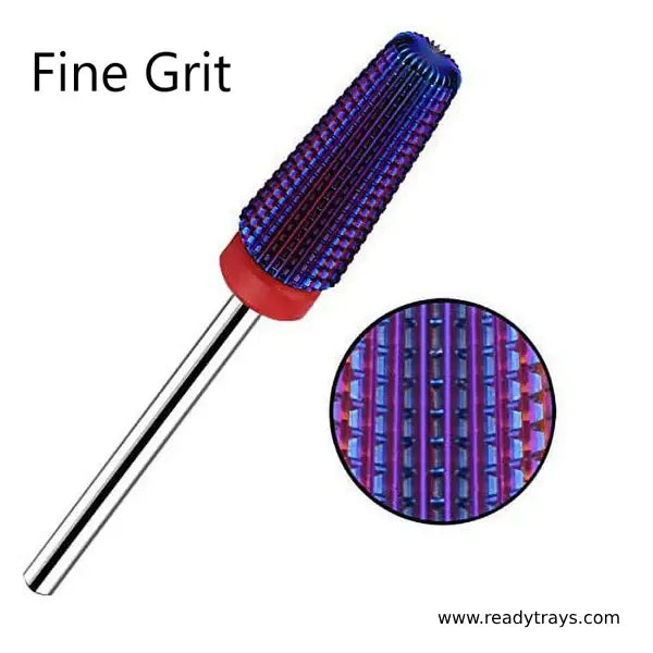 5-in-1 Multi-Functional Tapered Straight Cut Nail Drill Bit – Suitable for Both Left & Right Hand | Professional Tungsten Carbide Bit for Fast Acrylic Gel Removal (Medium Grit, Purple)