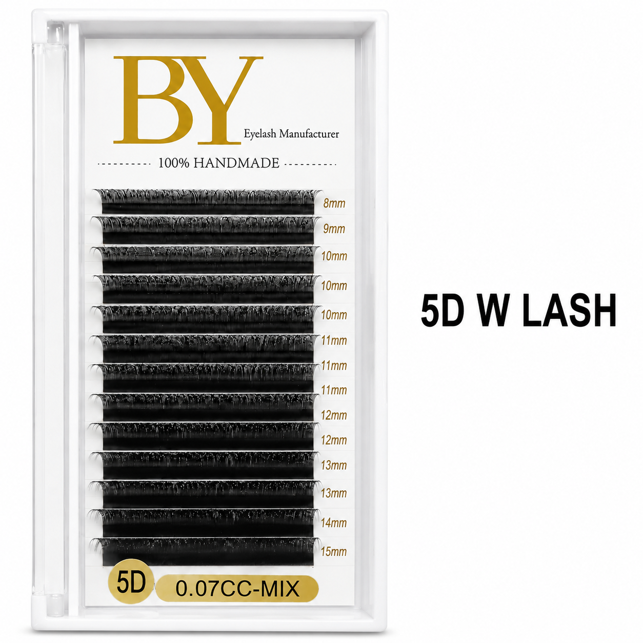5D W Lash Extensions BY | Premium Handmade Mega Volume Fans | 0.07mm CC Curl Mixed Tray (8-15mm) – Professional Lash Supplies