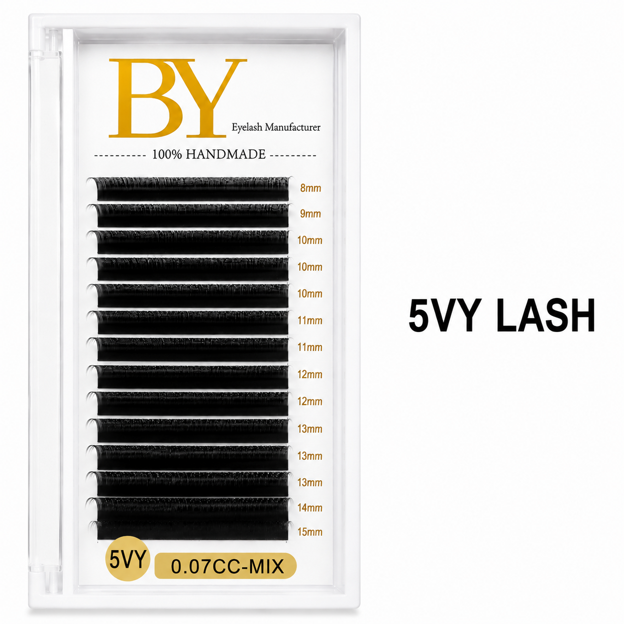 5VY Lash Extensions BY | Premium Handmade Mega Volume V-Tip Fans | 0.07mm CC Curl Mixed Tray (8-15mm) – Professional Lash Supplies