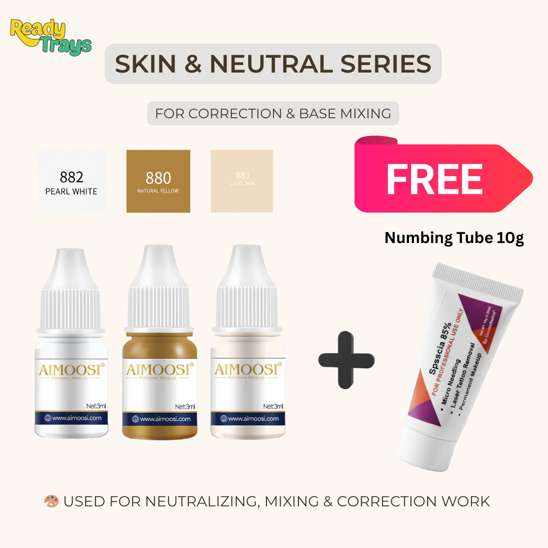 Aimoosi PMU Pigment Sets (Set of 3) + Free 10g Numbing Tube