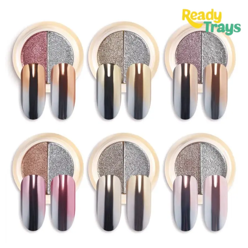 Solid Mirror Chrome Powder 2 in 1 Magic Mirror Effect Colorful Neon Nail Art | Multi Chrome Manicure Pigment for Nail Decoration