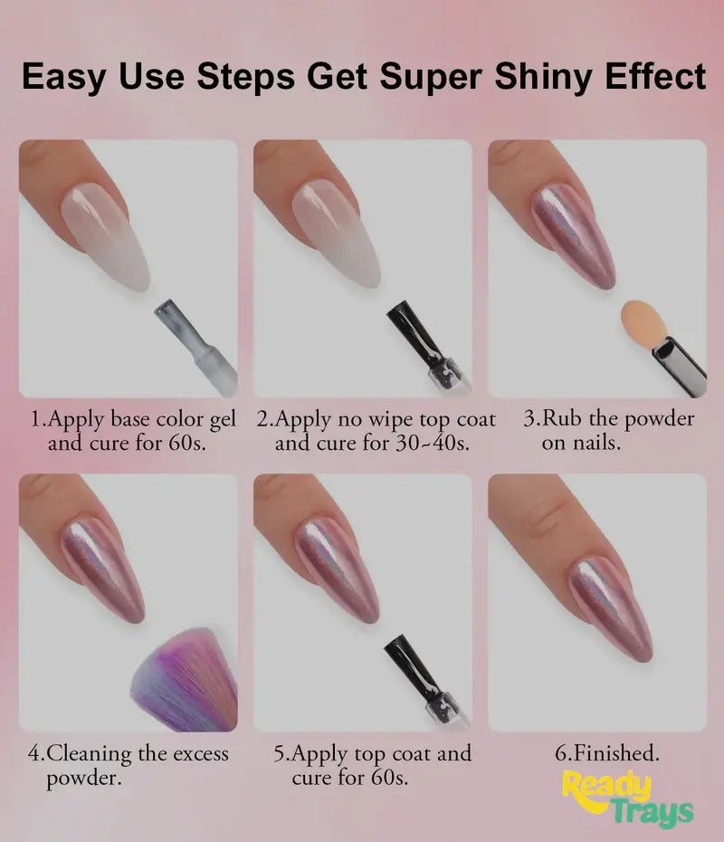 Rose Pink Chrome Nail Powder | Metallic Mirror Effect for Gel Nails | Born Pretty Nichole Diary | 0.3g