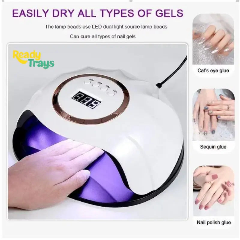 168W High Power UV Gel Nail Lamp F13 Professional Nail Dryer with 4 Timer Settings and 60 LEDs for Salon and Home Use – Compatible with UV and LED Gel Polish