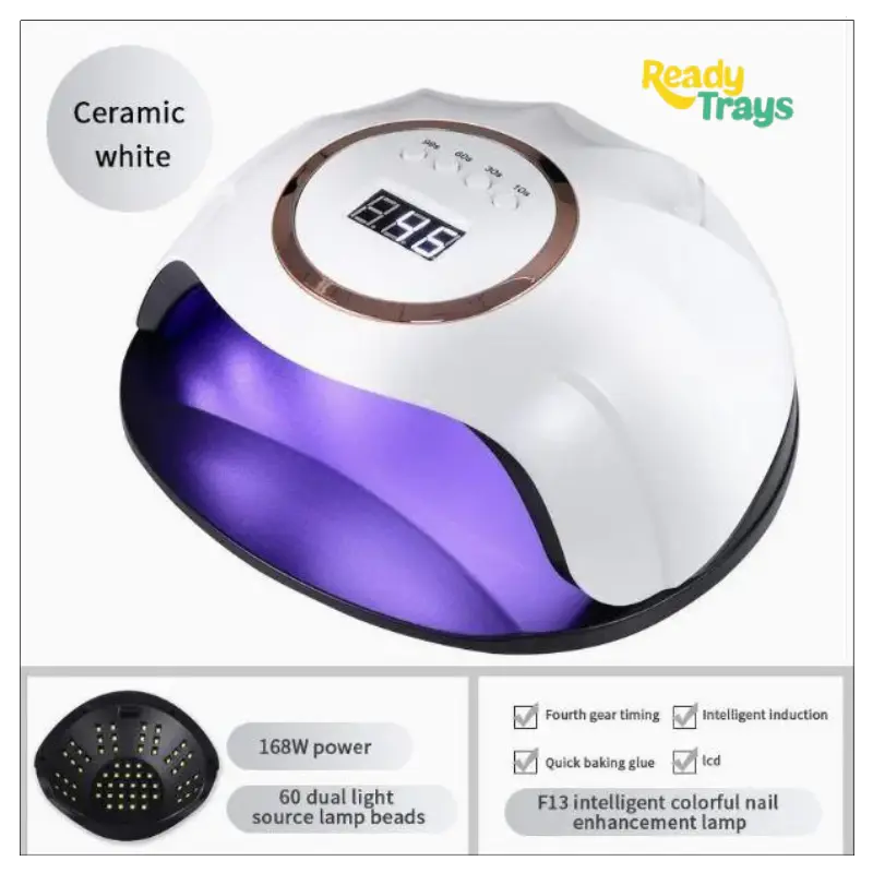 168W High Power UV Gel Nail Lamp F13 Professional Nail Dryer with 4 Timer Settings and 60 LEDs for Salon and Home Use – Compatible with UV and LED Gel Polish