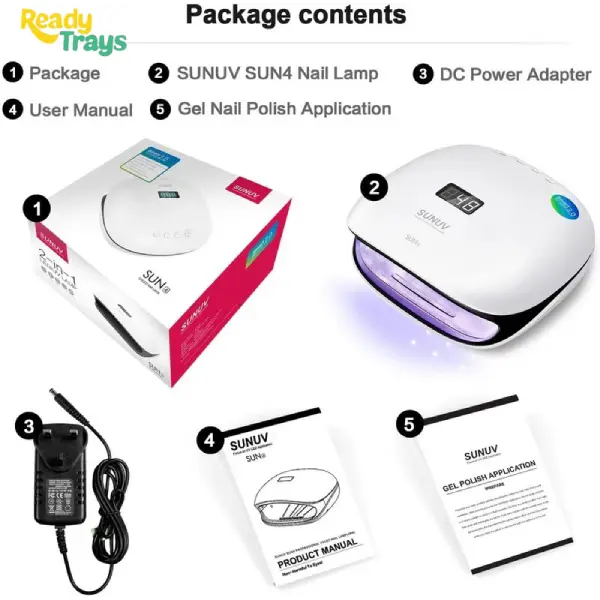 SUNUV SUN 4 48W Smart 2.0 LED UV Nail Lamp Professional Nail Dryer with 36 LED Beads for Manicure, Cures UV Gel LED Gel Builder Polish, Timer Settings, Smart Sensor