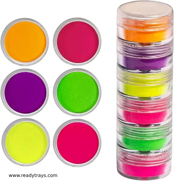 6 Neon Color Powders for Vibrant Nail Art – Premium Nail Pigments for Salon & Home Use