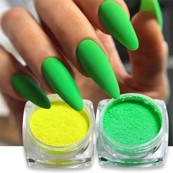 6 Neon Color Powders for Vibrant Nail Art – Premium Nail Pigments for Salon & Home Use