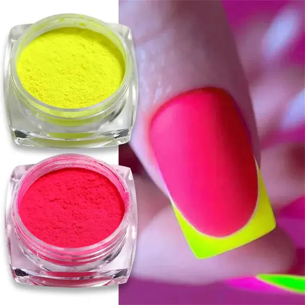 6 Neon Color Powders for Vibrant Nail Art – Premium Nail Pigments for Salon & Home Use
