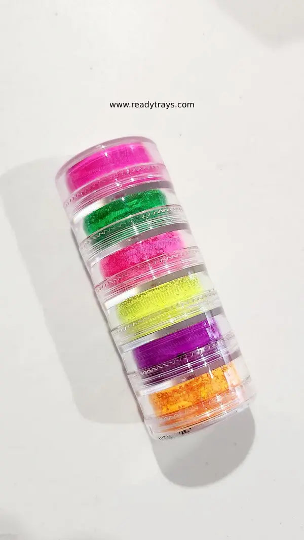 6 Neon Color Powders for Vibrant Nail Art – Premium Nail Pigments for Salon & Home Use
