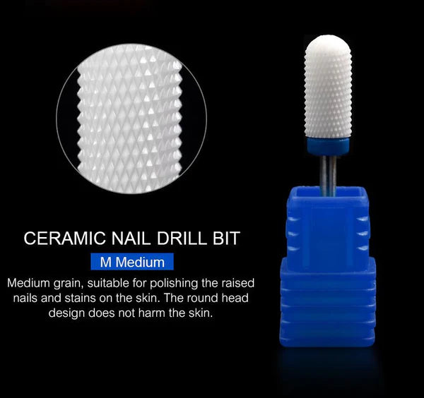 Round Head Ceramic Nail Drill Bit for Electric Manicure Machine – Nail Drill Tool for Salon & DIY Nail Care