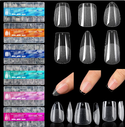 Soft Gel Nail Tips – Full Cover Gel-X 600pcs Box | 6 Shapes Available | Professional Salon Quality