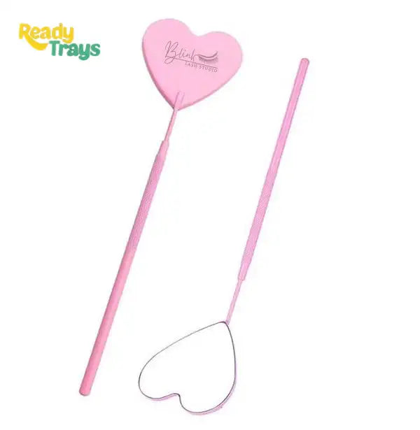 BLINK Heart-Shaped Large Lash Mirror for Eyelash Extensions | Detachable Stainless Steel Eyelash Mirror | Pink Lash Extension Makeup Tool & Supply
