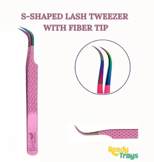 BLINK Professional Fiber Tip Tweezers for Lash Extensions | Narrow L-Type 75° Mega Volume Eyelash Tweezers with Strong Grip | Anti-Slip Nano Tip Lash Tweezers for Easy, Precise Fan Crafting