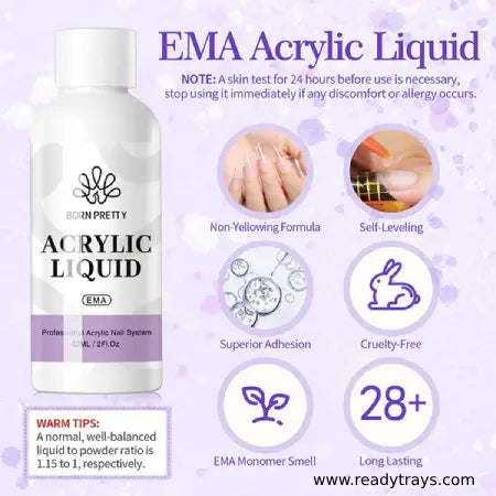 Born Pretty EMA Monomer Acrylic Liquid (60ml) – Professional Acrylic Nail System for Manicures