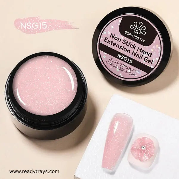 Born Pretty Glitter Non-Stick Nail Extension Gel – Flower Carving Builder Gel for Manicure | Multifunction Gel Nail Art – 15ml