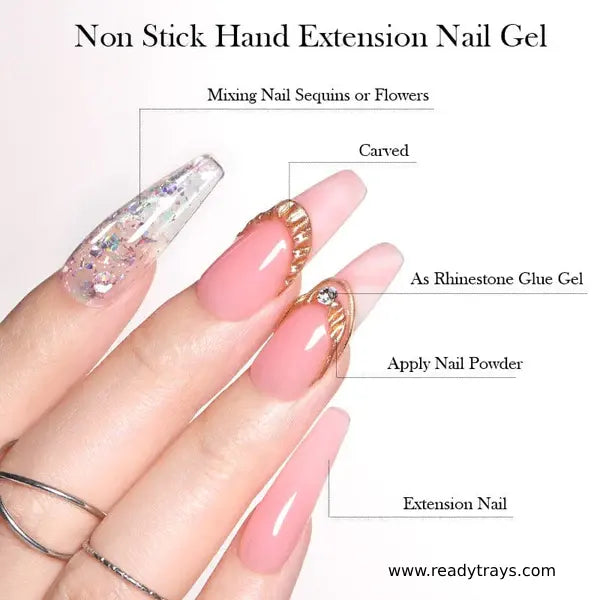 Born Pretty Glitter Non-Stick Nail Extension Gel – Flower Carving Builder Gel for Manicure | Multifunction Gel Nail Art – 15ml