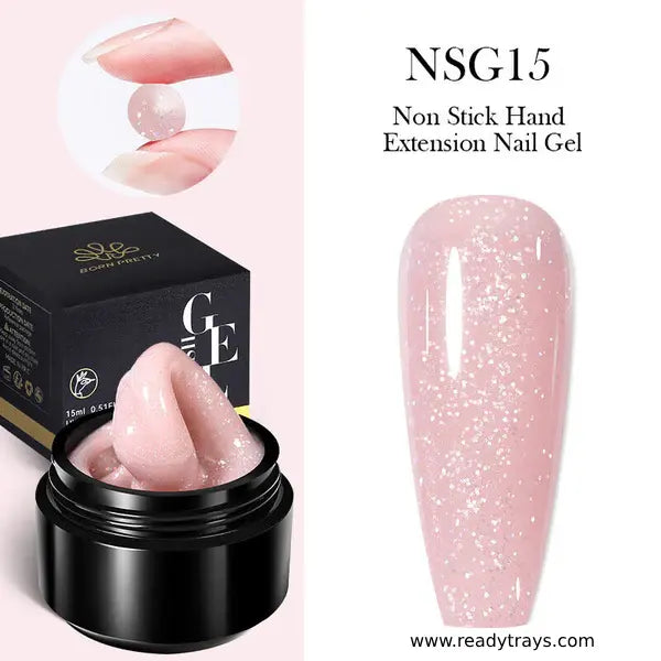 Born Pretty Glitter Non-Stick Nail Extension Gel – Flower Carving Builder Gel for Manicure | Multifunction Gel Nail Art – 15ml