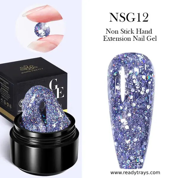 Born Pretty Glitter Non-Stick Nail Extension Gel – Flower Carving Builder Gel for Manicure | Multifunction Gel Nail Art – 15ml