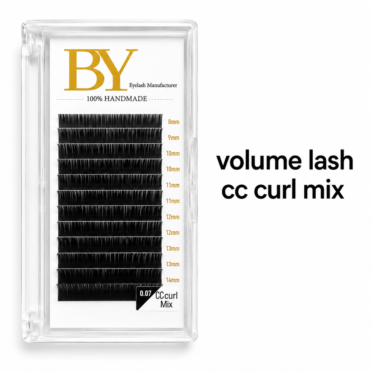 BY Volume Eyelash Extensions .07 CC Curl Mix 8–15mm | Professional Lash Tray