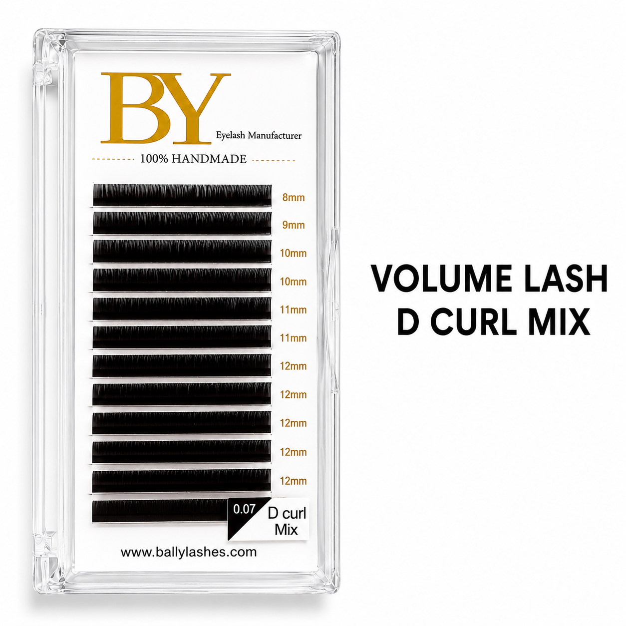 BY Volume Eyelash Extensions .07 D Curl Mix 8–15mm | Professional Lash Tray