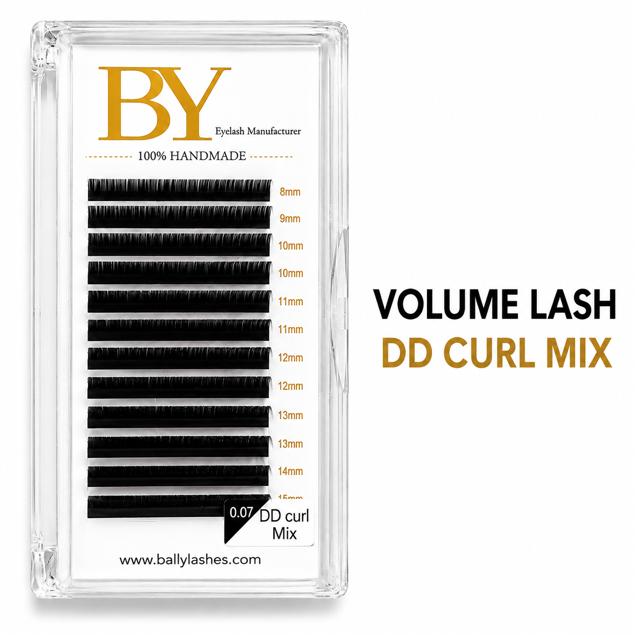 BY Volume Eyelash Extensions .07 DD Curl Mix 8–15mm | Professional Lash Tray
