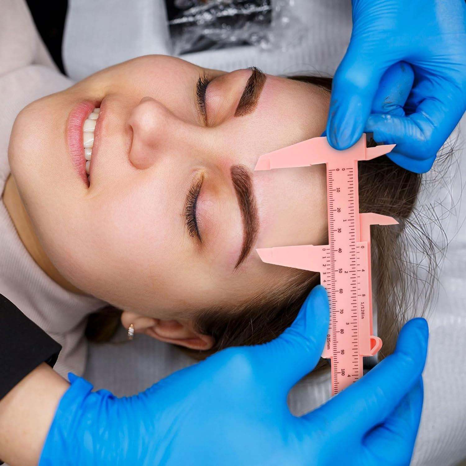 Microblading Eyebrow Measuring Vernier Caliper – 150mm Plastic Sliding Ruler for Brow & PMU Symmetry Mapping