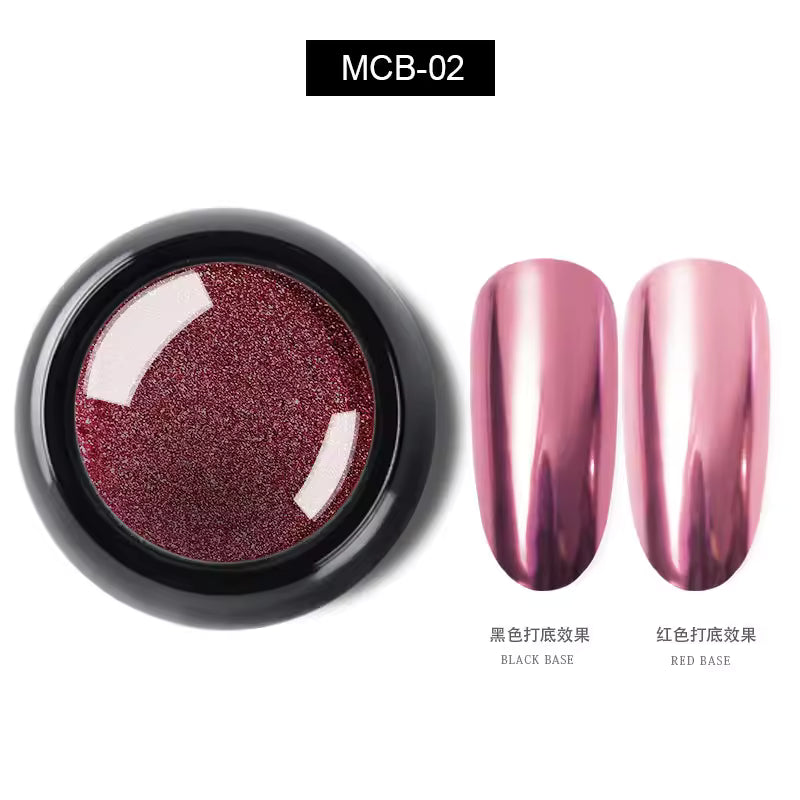 Chrome Mirror Nail Powder – Gold, Silver & Maroon Metallic Nail Pigment | Solid Mirror Effect for Gel Nails