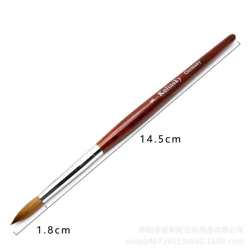 80% Kolinsky Acrylic Nail Art Brush #8 โ Germany Kolinsky Blend, Round Point Brush for Acrylic & Gel