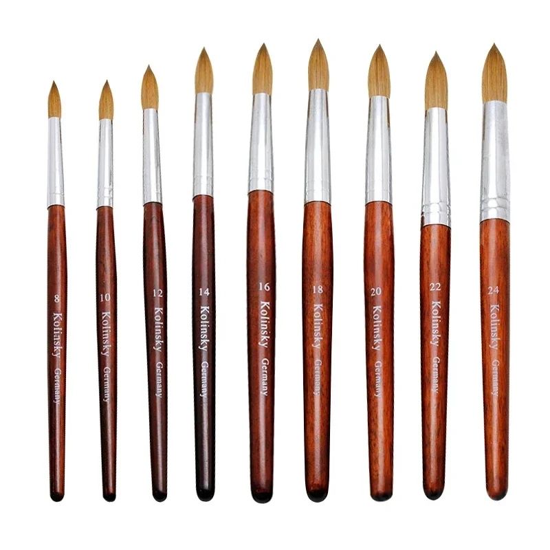 80% Kolinsky Acrylic Nail Art Brush #10 โ Germany Kolinsky Blend, Round Point Brush for Acrylic & Gel