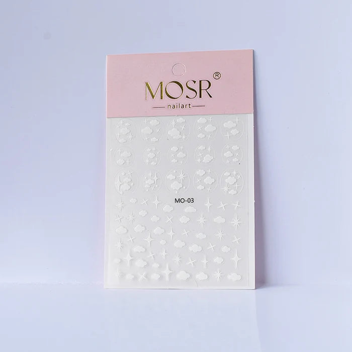 White Nebula Cloud Nail Art Stickers MO-03 – Dreamy Cloud & Star Decals