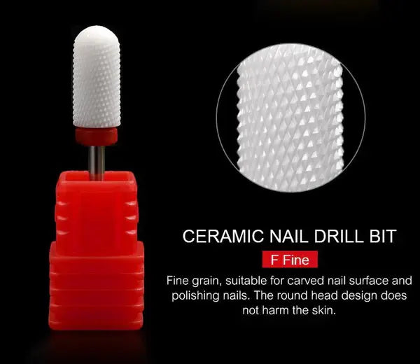 Round Head Ceramic Nail Drill Bit for Electric Manicure Machine – Nail Drill Tool for Salon & DIY Nail Care